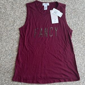 Carmen Marc Valvo Deep Red Muscle Tee